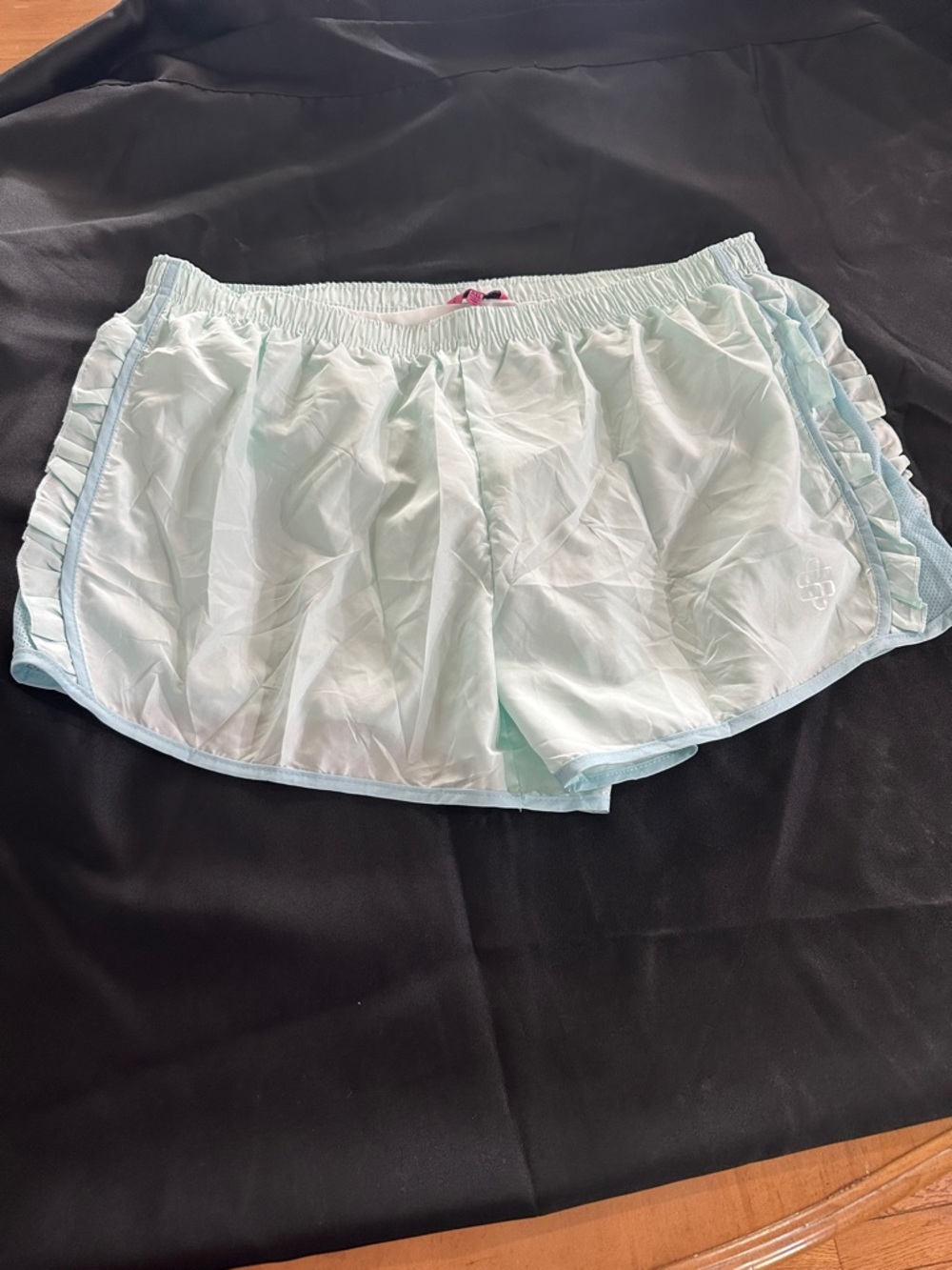 Simply Southern Light Mint Athletic Shorts with Ruffle Trim